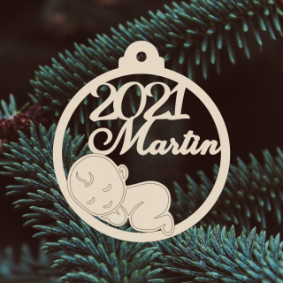 Dřevěná vánoční ozdoba s miminkem