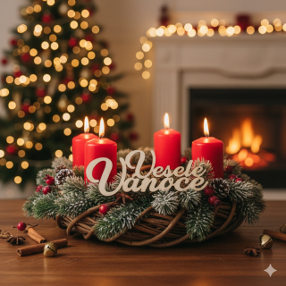 Dřevěný nápis Veselé Vánoce